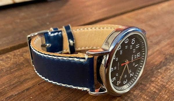Executive Blue Shell Cordovan Watch Band - 20/18 - Amopelle Co.
