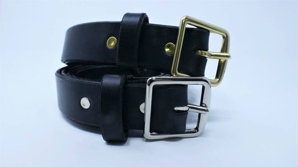 The Hector Belt - Black & Brown - Brass & Nickle – Amopelle Co.