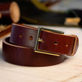 British Brown dress men’s leather belt with solid brass brass-finish buckle – Heritage Classico
