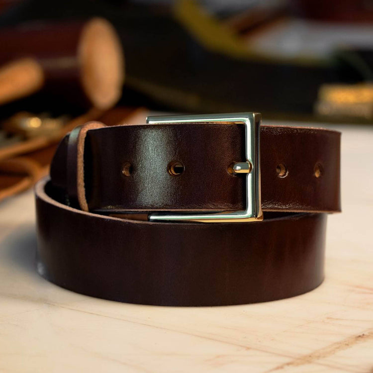 Havana dress men’s leather belt with solid brass brass-finish buckle – Heritage Classico