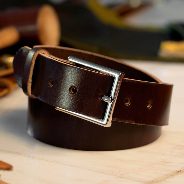 Havana dress men’s leather belt with solid brass chrome buckle – Heritage Classico