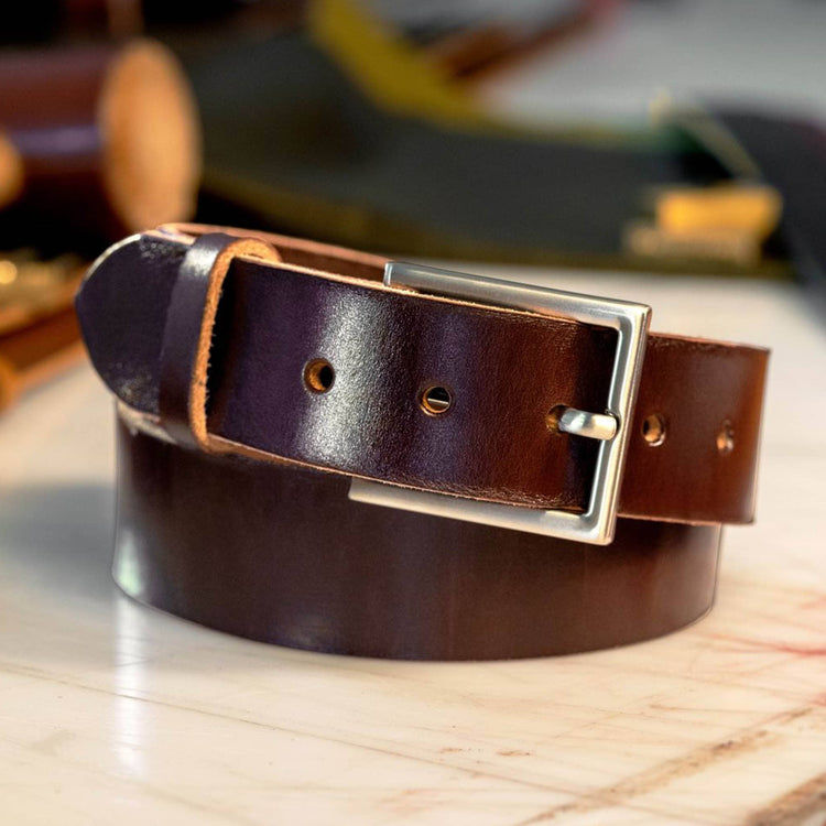 Havana dress men’s leather belt with solid brass nickel matte buckle – Heritage Classico