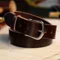 Havana semi-dress men’s leather belt with solid brass chrome buckle – Heritage Timeless